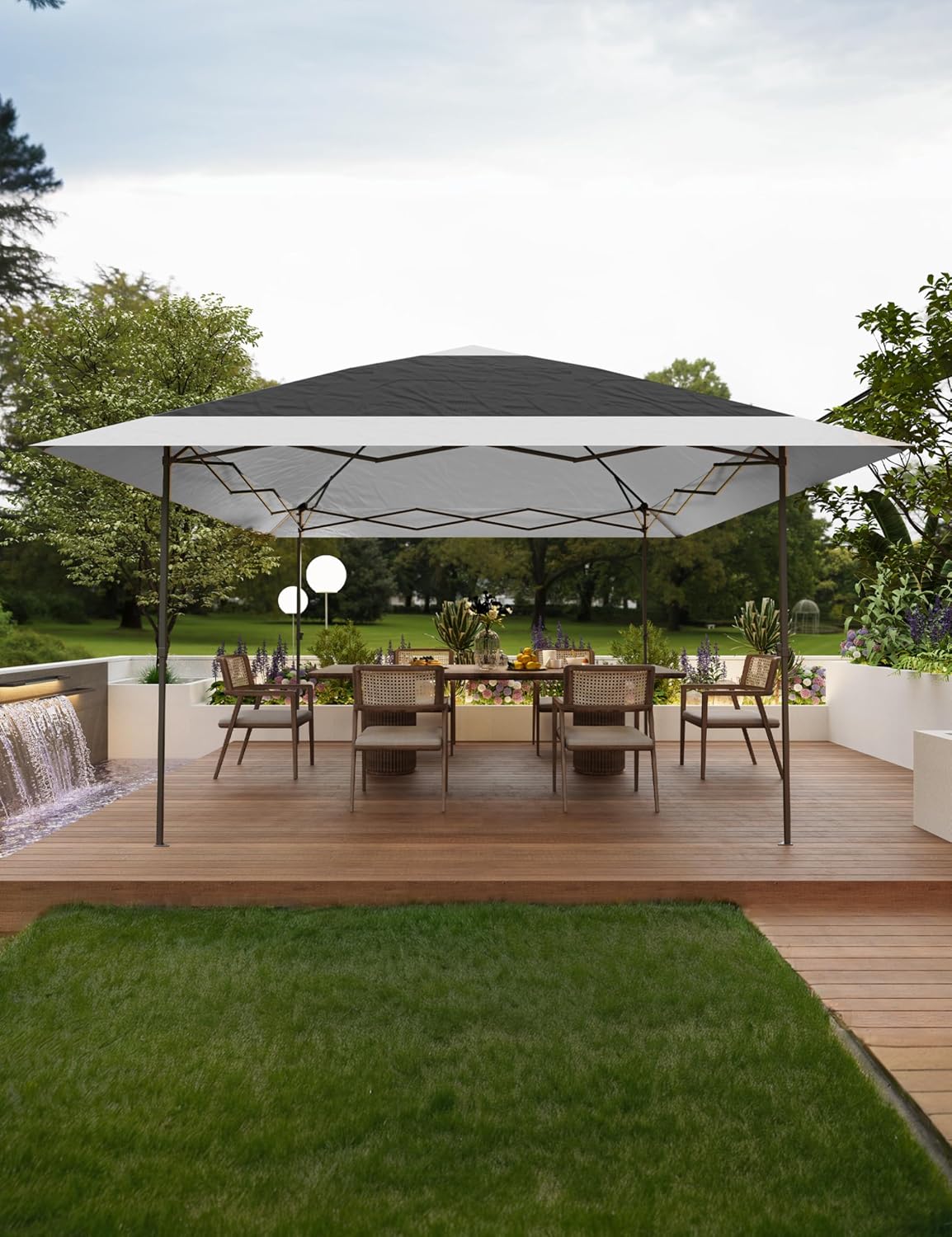 KYBOLT 12x12 Pop Up Gazebo Outdoor Canopy Shelter with 4 Stanbags, 8 Stakes Instant Gazebo Tent for Lawn, Garden, Backyard Deck (Charcoal Gray + Light Gray)