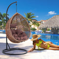 JUFU Egg Swing Chair with Stand, Hanging Egg Chair with Cushions and Pillow, Heavy Duty Lounge Basket, Indoor Outdoor Patio Porch Lounge Relaxing for Patio Balcony Backyard, Bedrooms