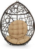 Christopher Knight Home Isaiah Indoor/Outdoor Wicker Tear Drop Hanging Chair (Stand Not Included), Multi-Brown and Tan