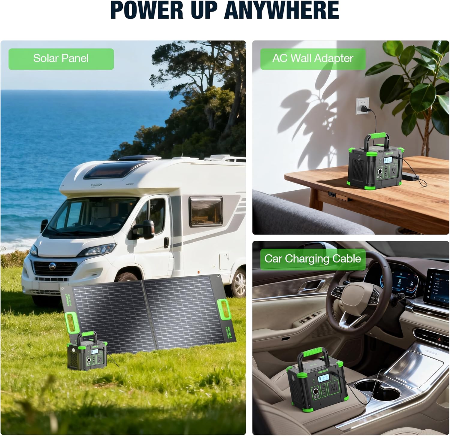 300W Portable Power Station 288.6Wh Solar Generator with 600W Peak, PD 60W USB-C, QC3.0 & 5W Wireless Charger for Camping, Emergency Backup, RV & Home Use