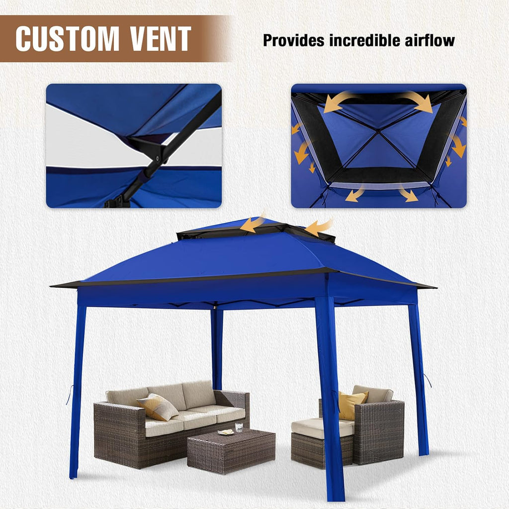 11x11 Pop Up Gazebo Tent with Mesh Netting, Instant Outdoor Canopy with UPF 50+ UV Protection, Water Resistant, Blue