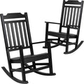 Flash Furniture Set of 2 Winston All-Weather Rocking Chair in Black Faux Wood