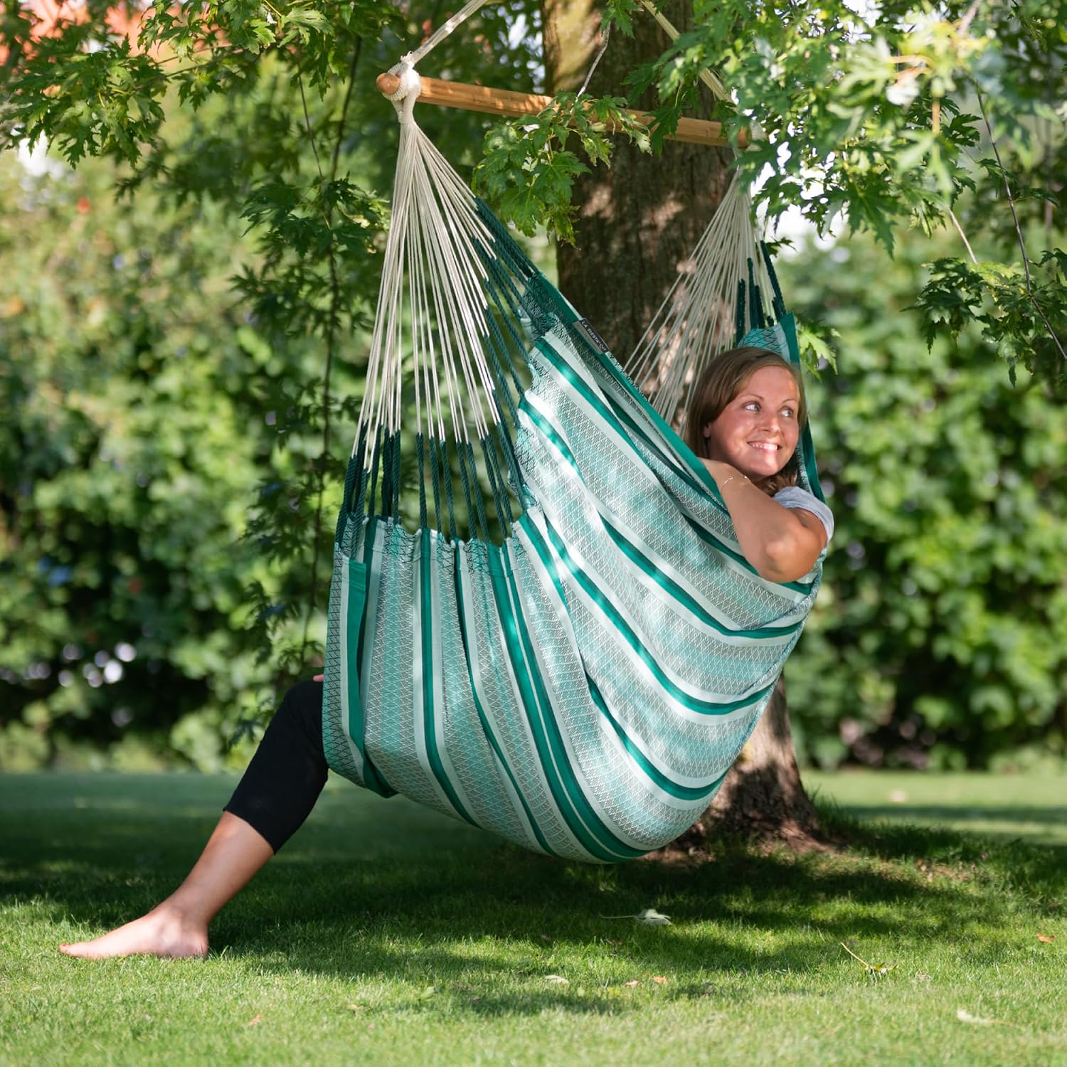 LA SIESTA® - Large Comfort Habana Cotton Hammock Chair & CasaMount - Hanging Chair w/Suspension Kit for Walls Ceilings & Square Beams - Indoor Outdoor Swing Hanging Chair Bedroom Balcony - Agave