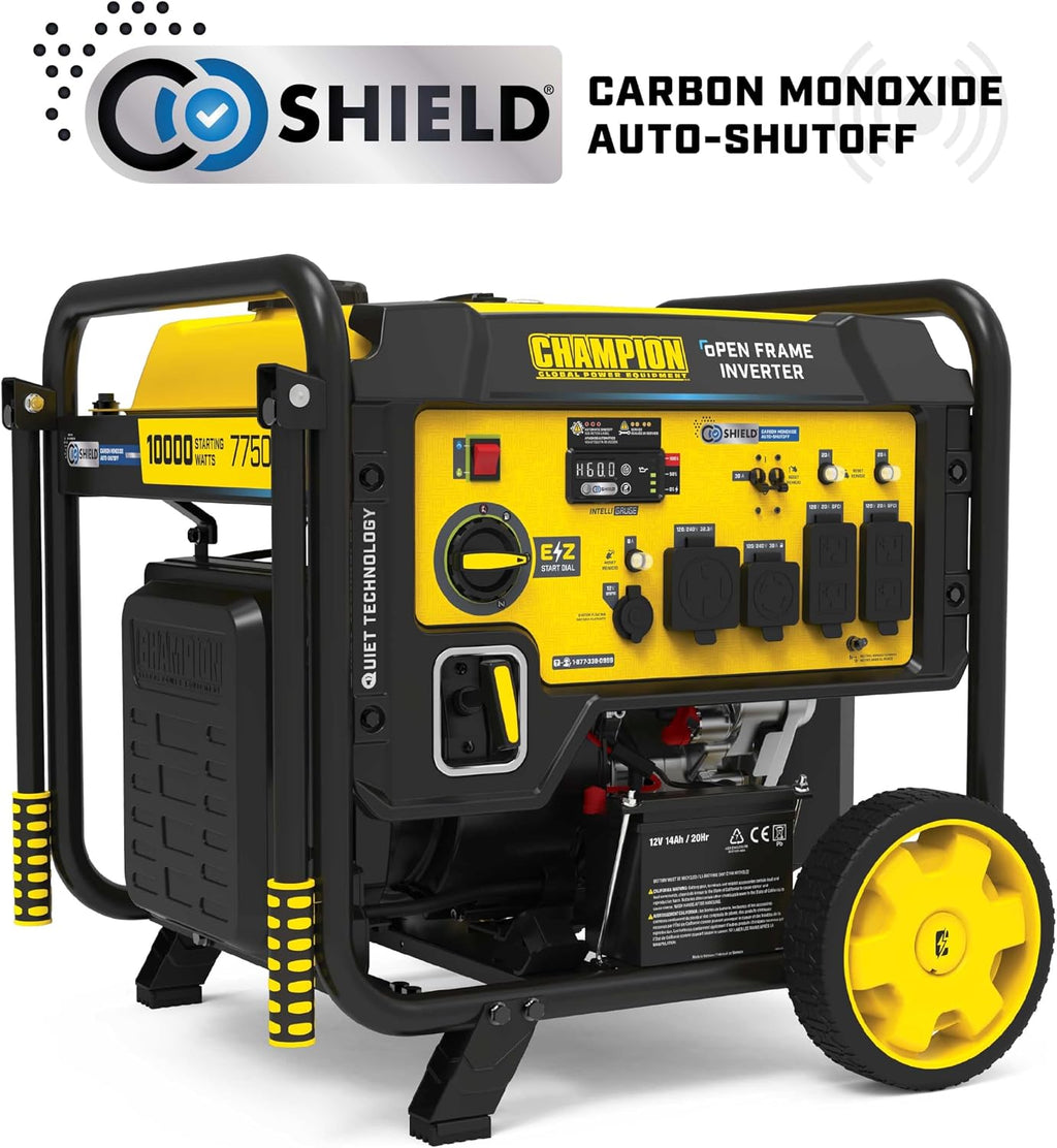 Champion Power Equipment 10,000-Watt Electric Start Home Backup Portable Open Frame Inverter Generator with Quiet Technology and CO Shield