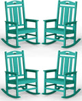 Ciokea Oversized Outdoor Rocking Chairs Set of 4, 380lbs Heavy-Duty Large Patio Rocker, High Back Cozy Porch Chairs, Weather Resistant Patio Rocking Chairs for Outside, Fire Pit, Deck, Aruba Blue