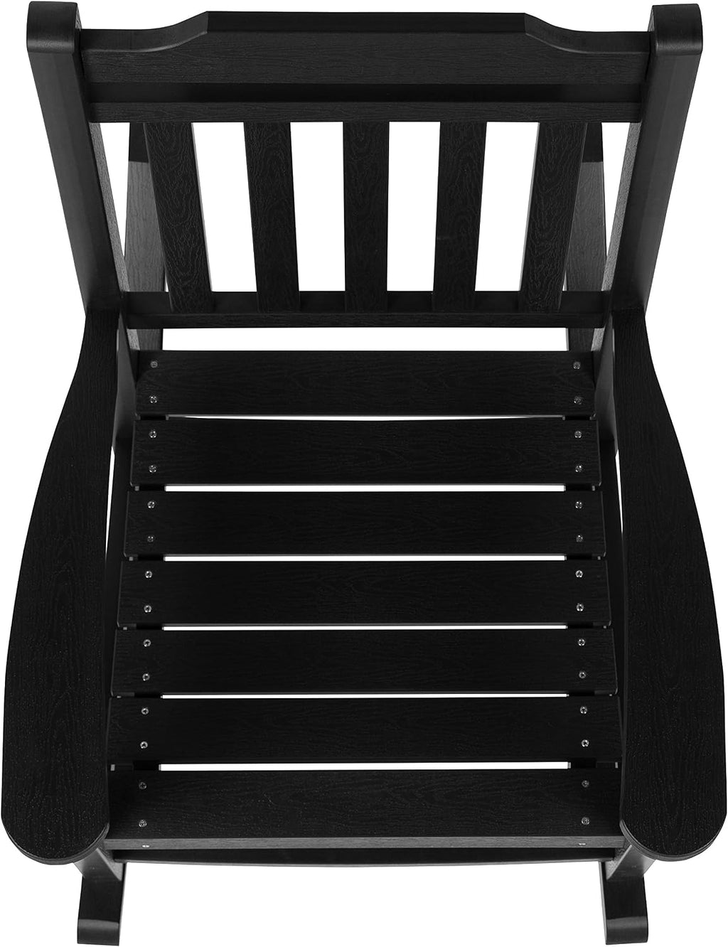 Flash Furniture Set of 2 Winston All-Weather Rocking Chair in Black Faux Wood
