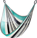 Handwoven Hanging Chair by Yellow Leaf Hammocks - Fits 1 Person, 330lb Max - Kick Back for Full-Body Recline - Weathersafe, Ultra Soft, Hang Anywhere - Color: Turquoise - Black -White
