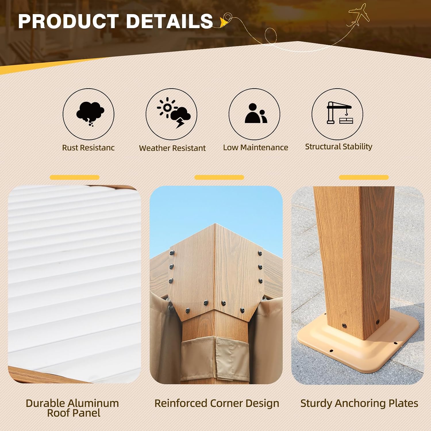 MELLCOM Louvered Pergola - 10x10 Aluminum Pergola with Adjustable Louvered Roof and Waterproof Curtains and Nets