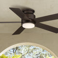 Casa Vieja 52' Grand Palm Modern Outdoor Hugger Ceiling Fan with Dimmable LED Light Remote Control Oil Rubbed Bronze White Opal Glass Damp Rated for Patio Exterior House Porch Gazebo
