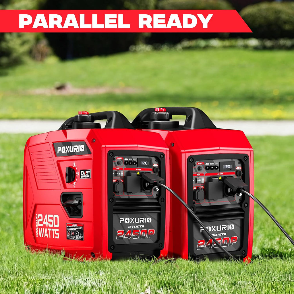 2450 Watt Inverter Generator, 120V Gas Powered Generator Super Quiet, RV Ready/EPA for RV, Camping and Home，Red