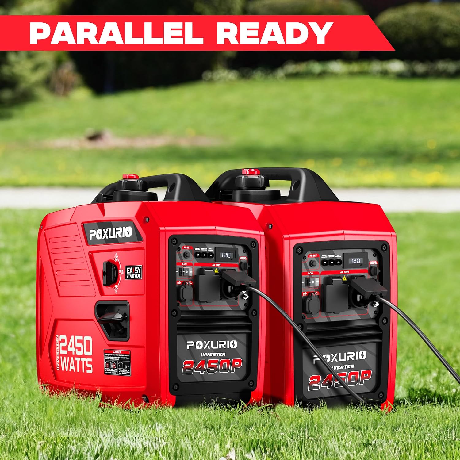 2450 Watt Inverter Generator, 120V Gas Powered Generator Super Quiet, RV Ready/EPA for RV, Camping and Home，Red
