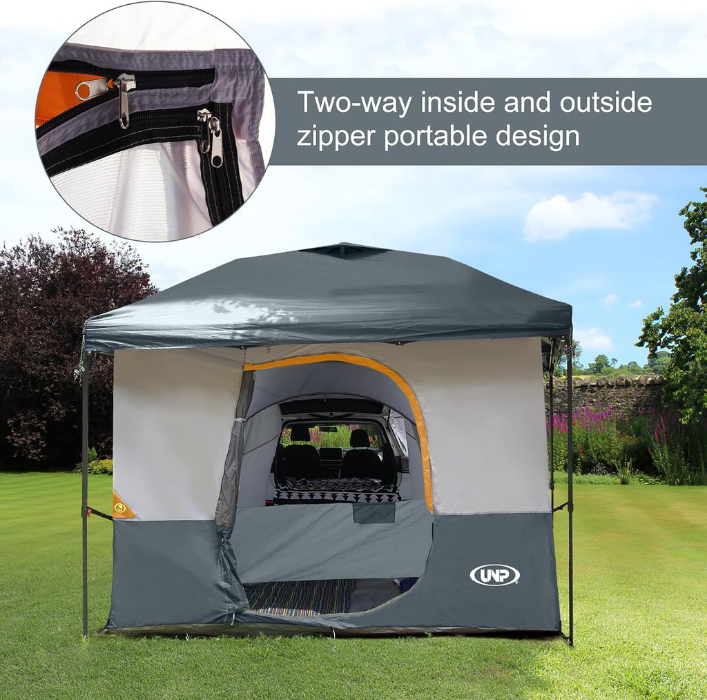 UNP Camping Canopy - Inner Tent - Side Tents - SUV Camping Cube for 10' x 10' Pop Up Canopies (Canopy Pole/Shelter NOT Included) (Grey-SUV Cube Tent)