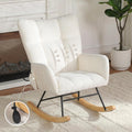 Rocking Chair with Airbag, Comfy Modern Reading & Nursing Nursery Rocking Chair Indoor, Cozy Upholstered Glider Rocker Chairs for Living Room Bedroom Offices, (Chenille, White)