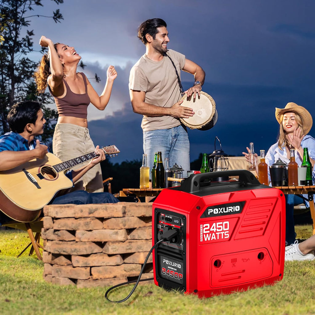 2450 Watt Inverter Generator, 120V Gas Powered Generator Super Quiet, RV Ready/EPA for RV, Camping and Home，Red