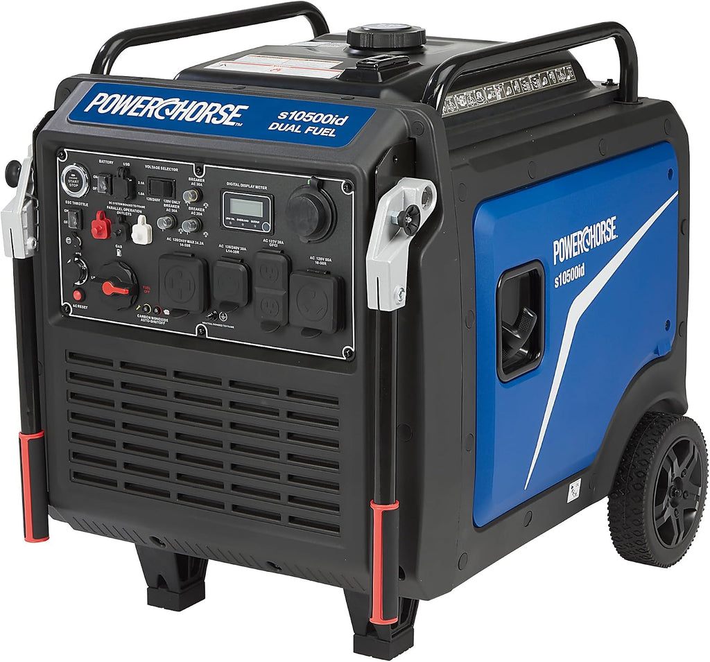 Powerhorse Inverter Generator, 10,500 Surge Watts, 8300 Rated Watts, 120/240V, Dual Fuel, CO Shutdown, Quiet Run 62dB