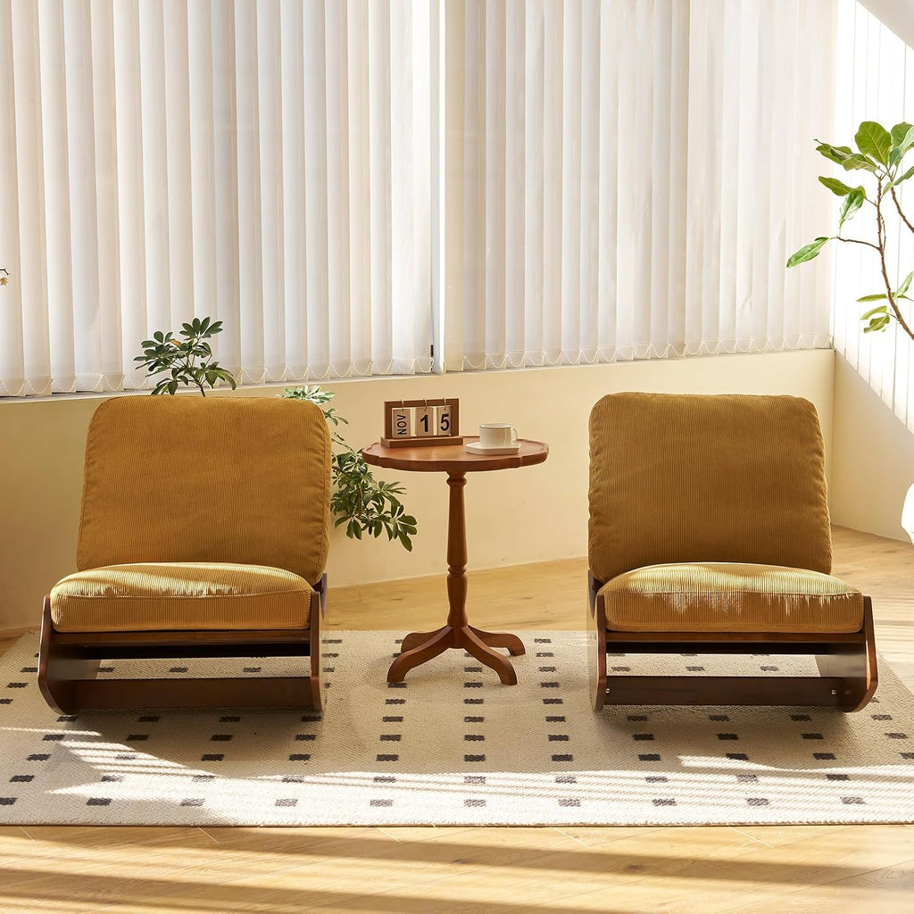 HAZO Nursery Rocking Chair Corduroy Fabric Upholstered Tall Back Glider Rocker Rocking Accent Chair Comfy Single Sofa Side Chair for Living Room Bedroom Hotel, Bedroom, Baby Room (Tan)