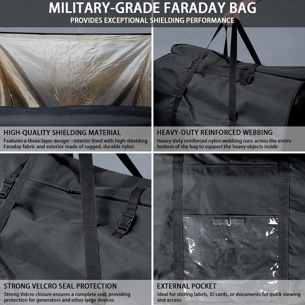 Faraday Bag for Generators and Large Electronics, Extra-Large Military-Grade Faraday Bag for Digital Forensics, Protect Electronics from Damage, Privacy Security, Anti-Hacking, Anti-Spying