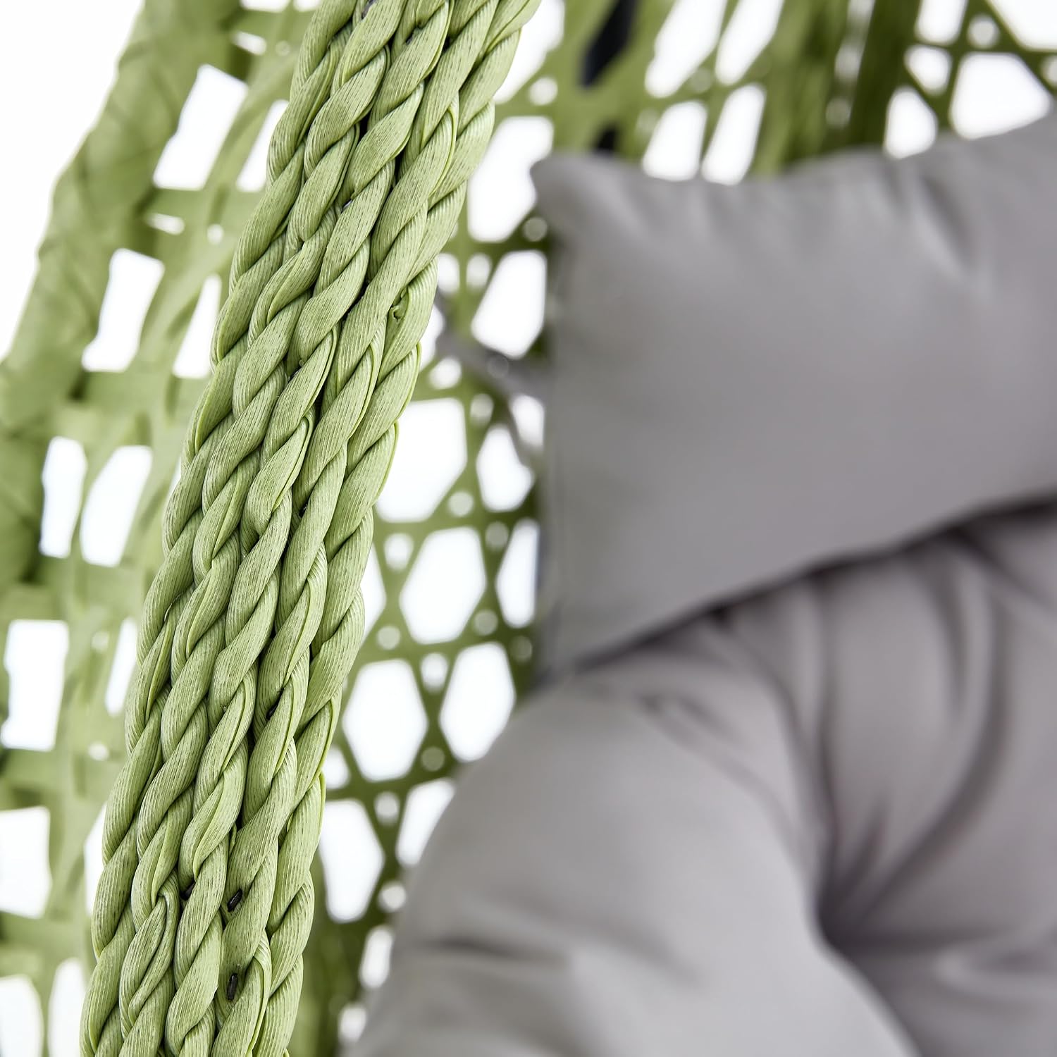 Hanging Egg Chair with Stand & Cushions, Outdoor and Indoor Hammock Rattan Swing Chair 350 lbs Capacity with Aluminum Steel Frame for Patio, Balcony, Backyard and Living Spaces (Green)