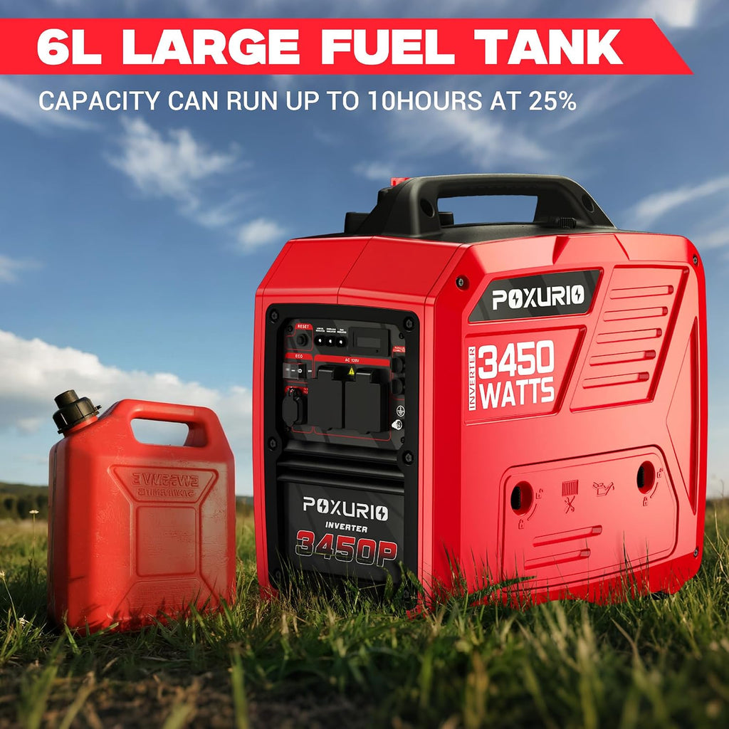 3450-Watt Portable Inverter Generator for Camping & RV, 1.6 Gallon Gas Tank for 8.3 Hours Use, 120V Gas Powered Generator Ultra-Quiet Operation, EPA Compliant