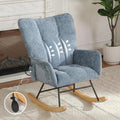 Rocking Chair with Airbag, Comfy Modern Reading & Nursing Nursery Rocking Chair Indoor, Cozy Upholstered Glider Rocker Chairs for Living Room Bedroom Offices, (Chenille, Blue)