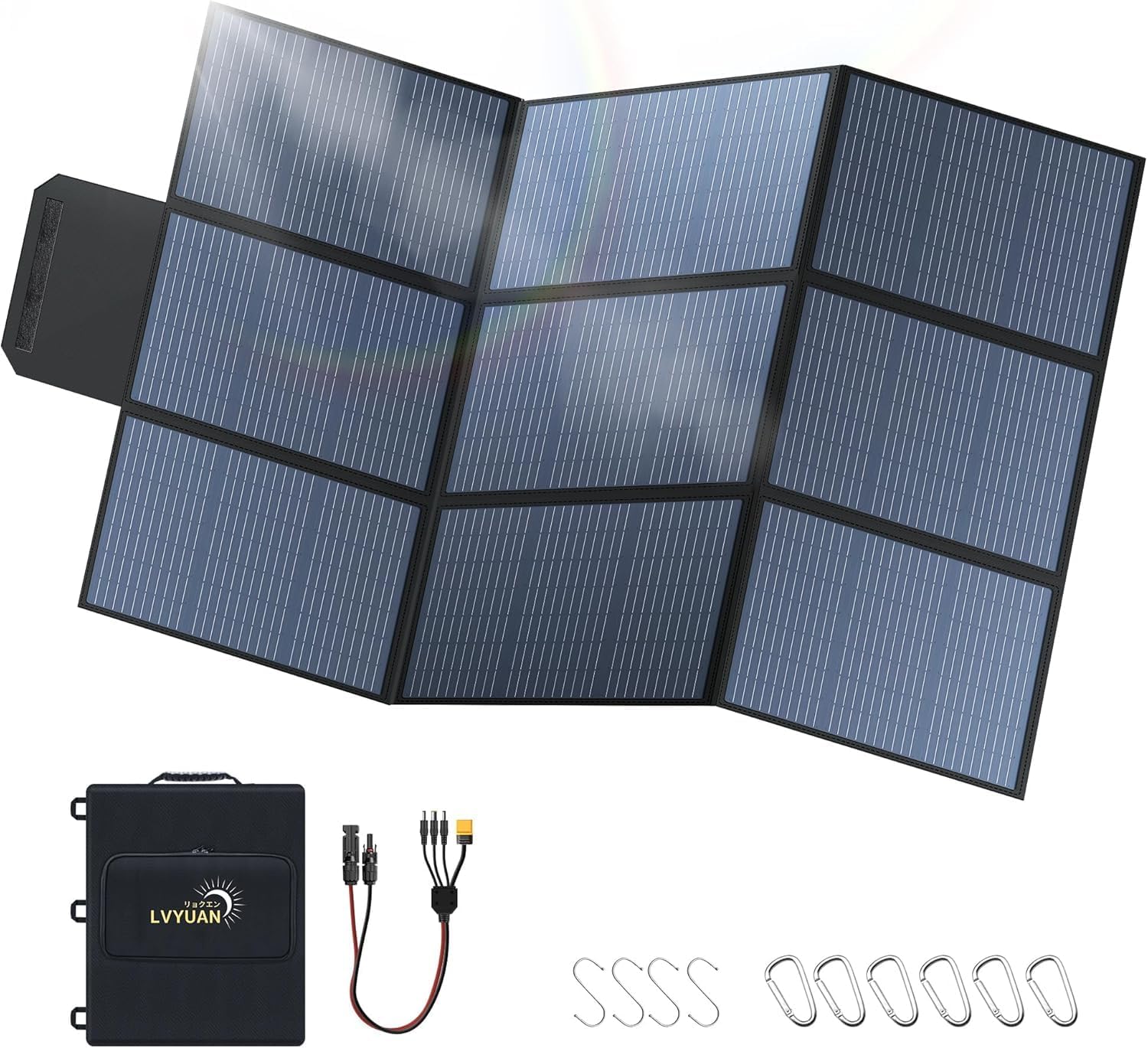 LVYUAN 400W Portable Solar Panel, 36V Foldable Blanket Solar Panel IP64 P-PERC, Upgraded 23% Efficiency for Solar Power Station Generator for Outdoor Camping Backpacking Hiking, 22 Pounds