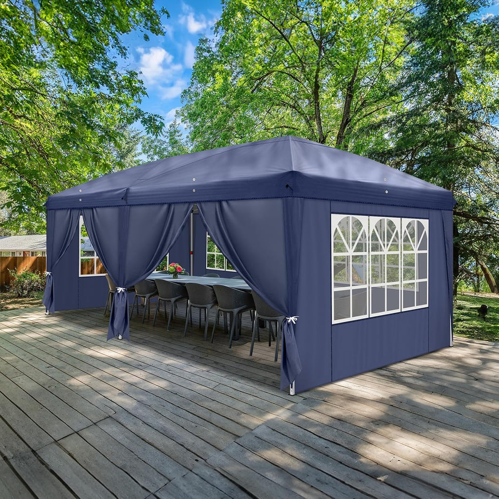 Outvita 10x20ft Pop Up Canopy Tent, Outdoor Instant Shelter Folding Canopy with 4 Side Walls and Carry Bag for Commercial Events, Party, Backyard BBQ, Camping Blue