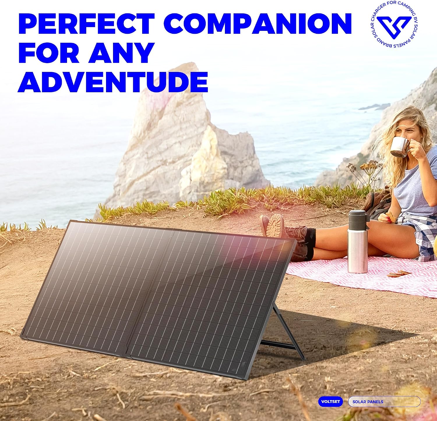 VOLTSET 100 Watt 12 Volt Portable Solar Panel with Waterproof 10A Charger Controller, Foldable 100W Solar Charger Suitcase with H-Bracket for Power Station, Car, Camping, RV, Boat and Outside