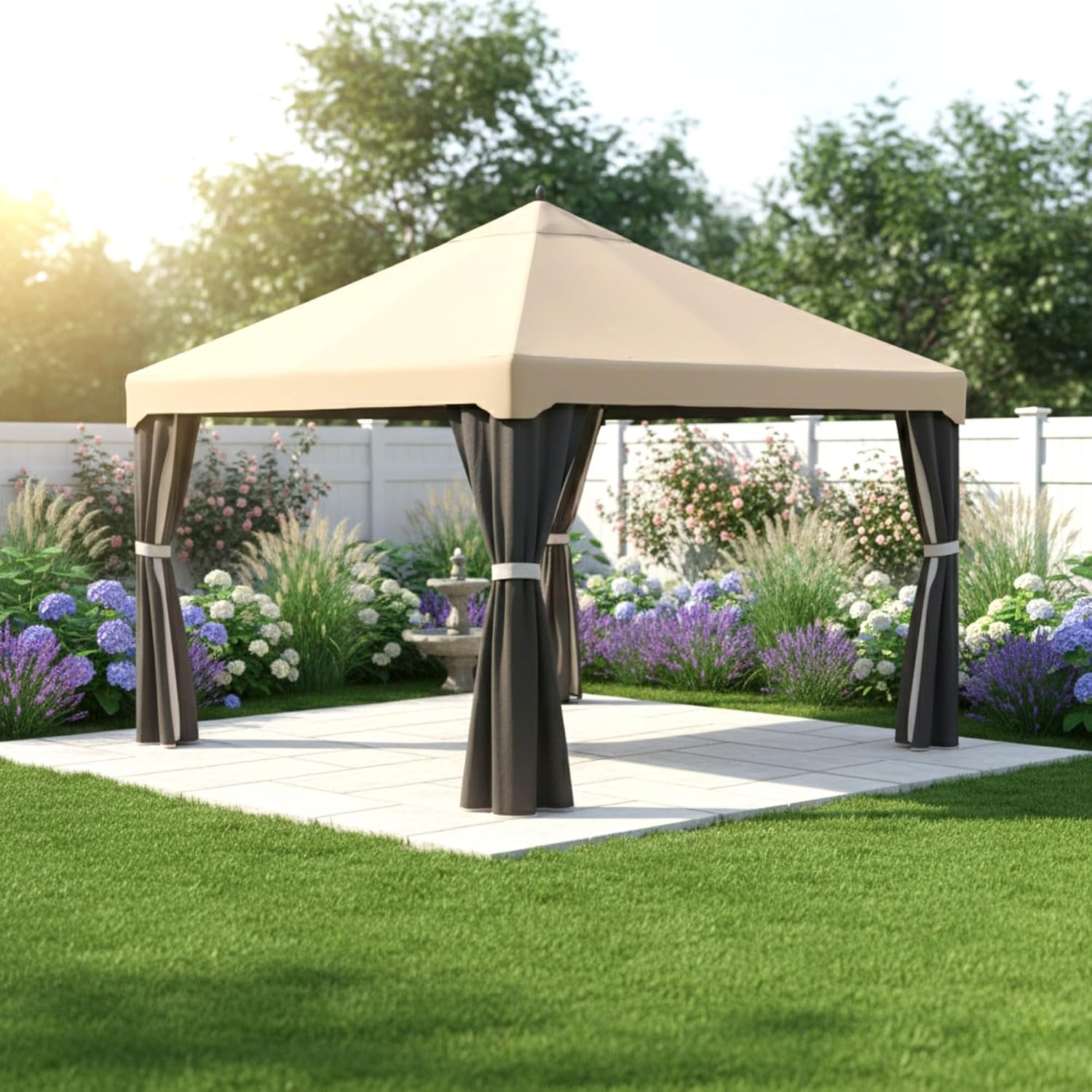 Garden Winds Heavy Duty Reinforced Replacement Canopy Top Cover Compatible with The Garden Treasures S-1210GZ, S-1210GZN 10' x 12' Gazebo - Classic Sand, Riplock 500