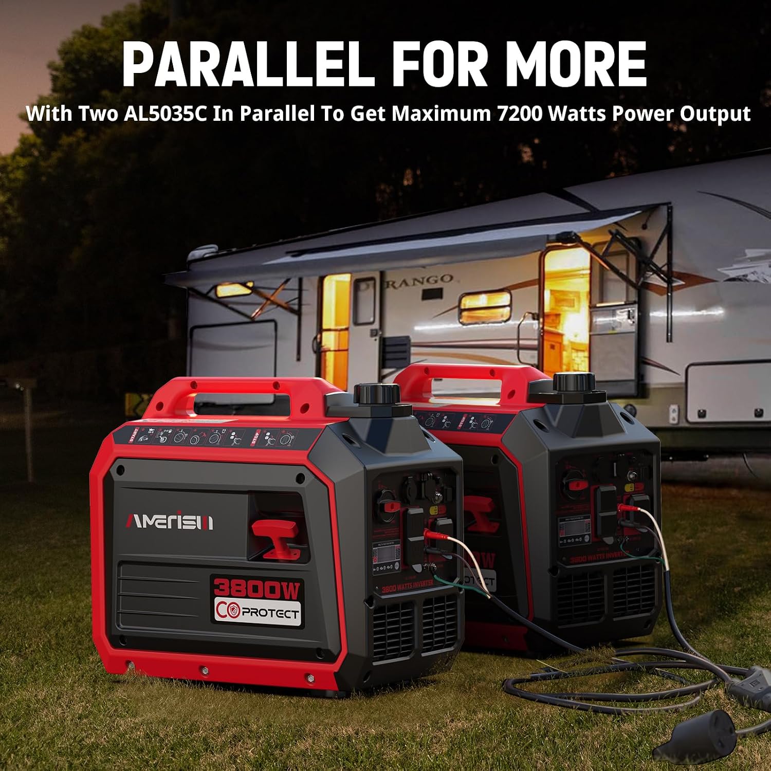 AMERISUN 3800W Inverter Generator, Gas Generator for Home Use Camping RV, EPA Compliant