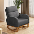 Gaussen Glider Rocking Chair Nursery Comfy Accent Chair with High Backrest Upholstered Living Room Chairs with Pocket Armchair Reading Chair for Bedroom Office (Grey)