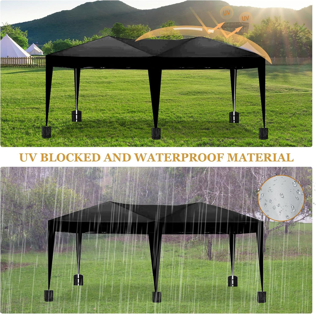 10x20 Black Pop Up Canopy Outdoor Party Tent with 6 Sidewalls, Wedding Party Tent Outdoor Waterproof UV50 Canopy Event Shelter Tents for Parties, 6 pcs Weight Bag,Carry Bag