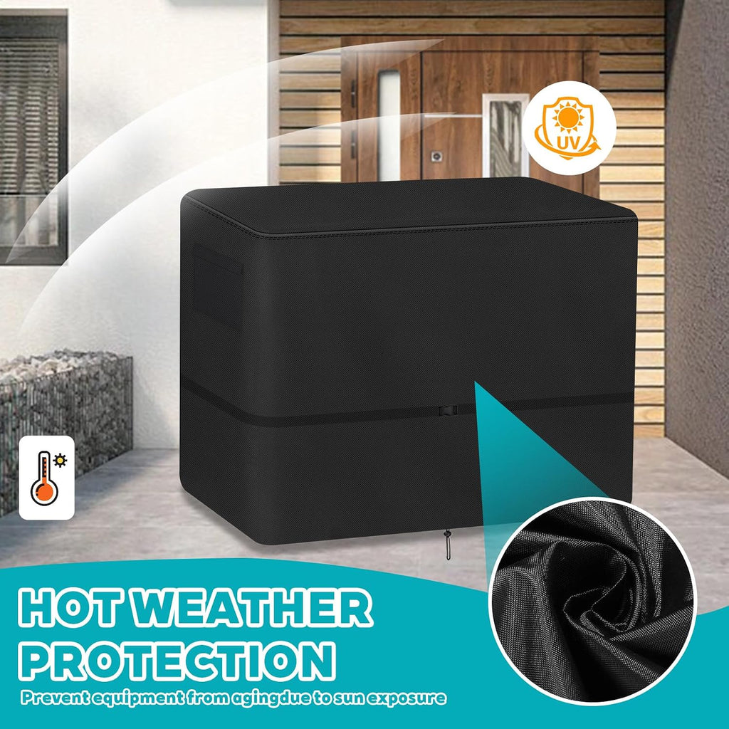 Stationary Air Compressor Generators Cover Waterproof, 600D Heavy Duty Outdoor Air Compressors Cover for AG-S1002 and Other Air Compressors of The Same Size UV, Dust, Black