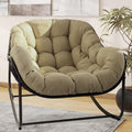 Papasan Rocking Chair, Oversized Papasan Chair with Cushion and Frame for Indoor& Outdoor, Deep Seat Egg-Shaped Rocker Chair for Garden, Deck, Living Room, Beige