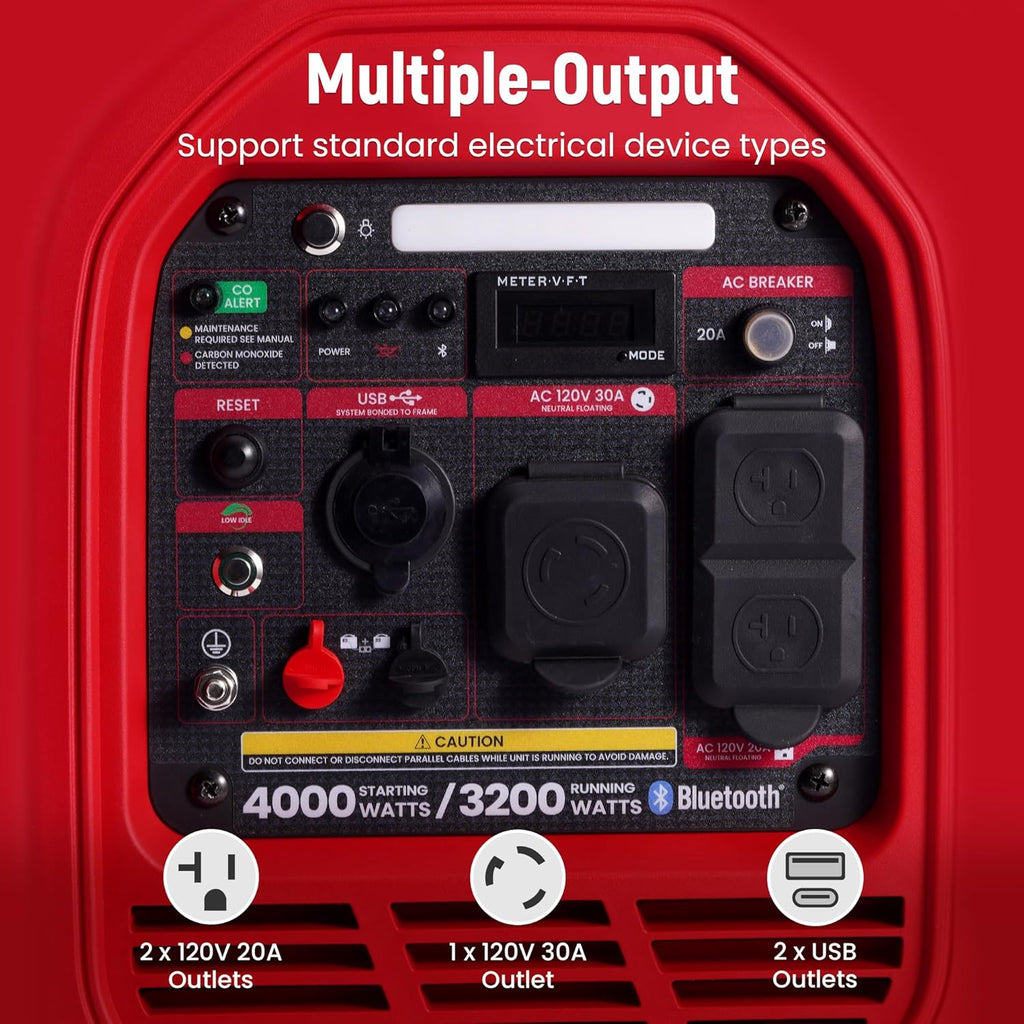 maXpeedingrods 4000 Watt Portable Inverter Generator Gas Powered, with CARB Compliant, App Remote Data Monitor, Compact and Lightweight for Outdoor Camping, Family Power Failure in Extreme Weather