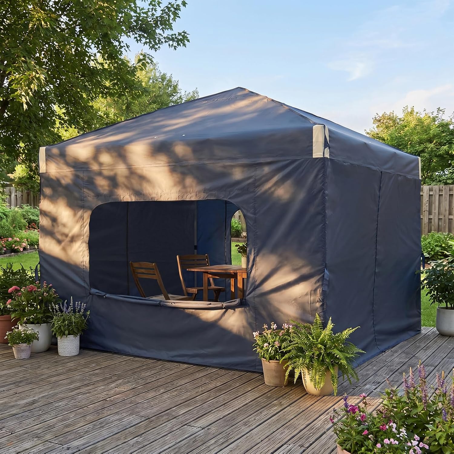 Aoodor 10x10 FT Pop-Up Canopy Tent with Roller Bag and Curtain - Portable Instant Shade, Sturdy Iron Frame, Water-Resistant 210D Oxford Fabric, UV Protection, Ideal for Camping and Outdoor Events