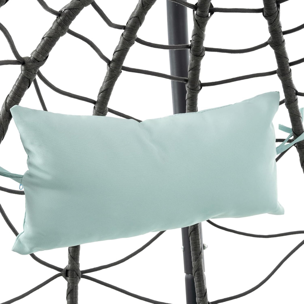 Wicker Hanging Chair with Stand,Indoor/Outdoor Swing Egg Chair with Cushion,Hammock Chair for Bedroom Living Room Patio Balcony Porch Garden,350Lbs Capacity Blue 1 Seat
