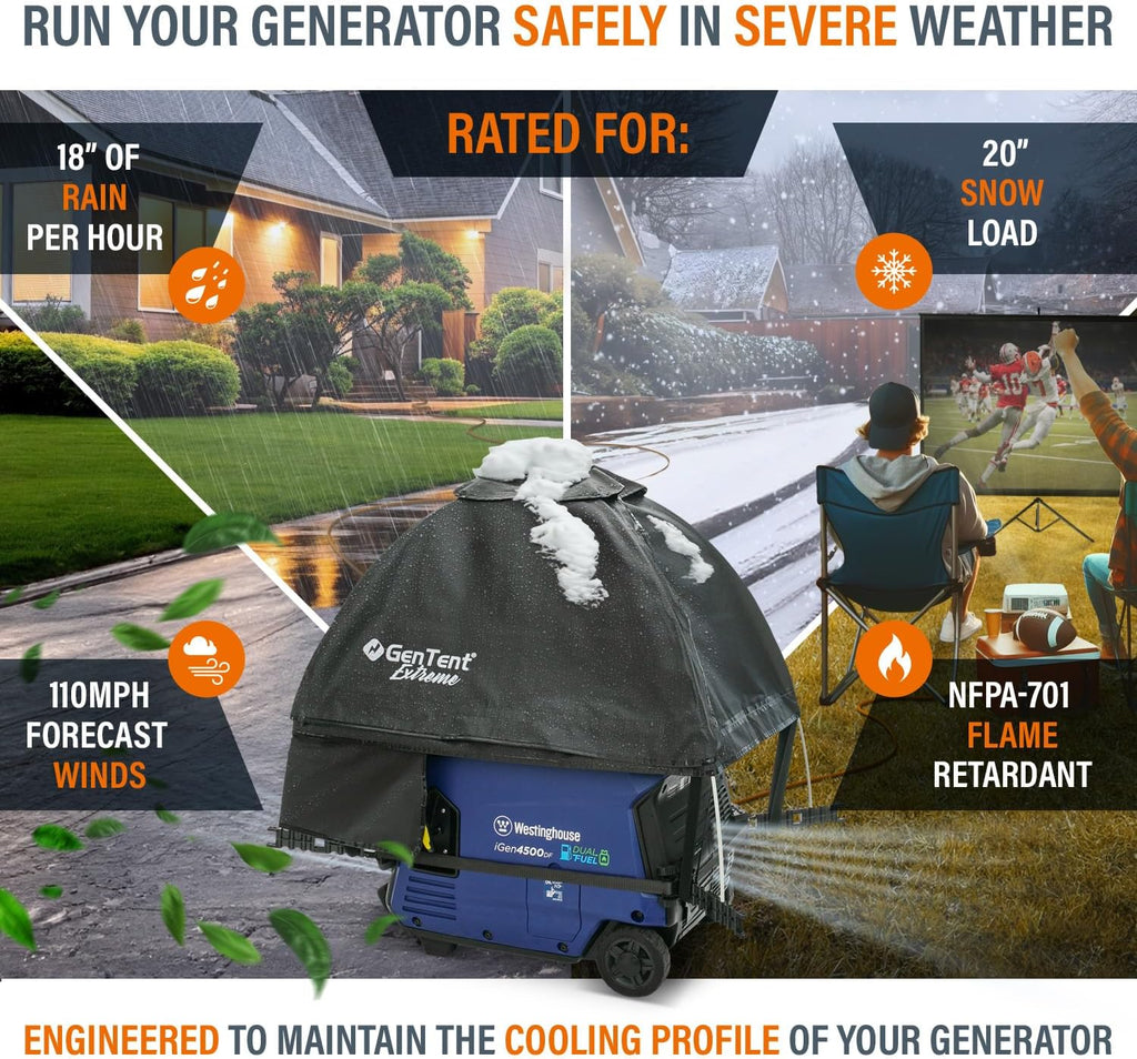 GenTent Inverter Running Cover – Generator Tent for Fully Encased Inverters (Black, Original - Extreme)