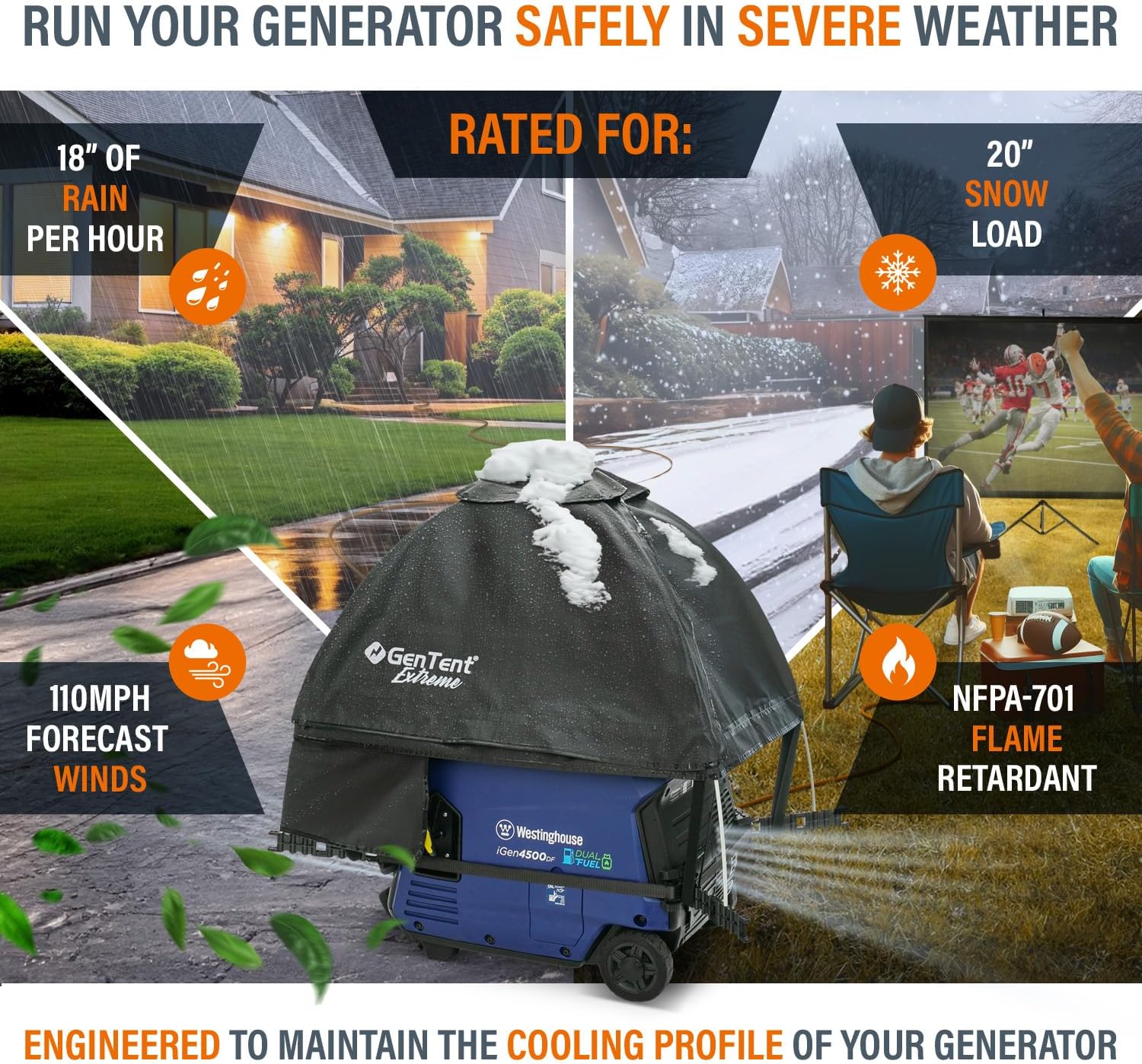 GenTent Inverter Running Cover – Generator Tent for Fully Encased Inverters (Black, Original - Extreme)