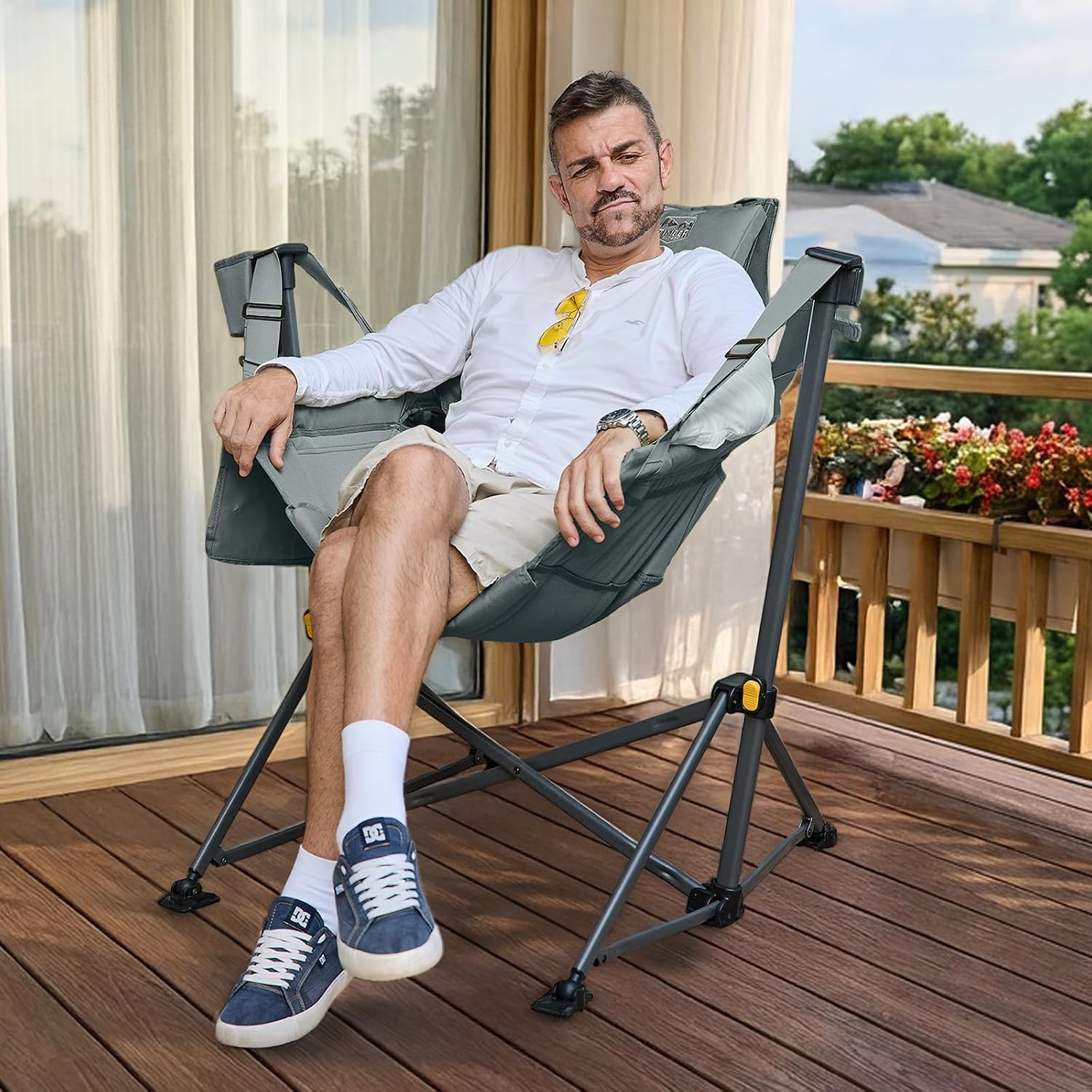 TIMBER RIDGE Hammock Camping Chair with Adjustable Backrest, Heavy Duty Folding Hammock Chair Supports 300lbs, Portable Hammock Chair for Camping, Travelling and Patio, Grey 2 Pack