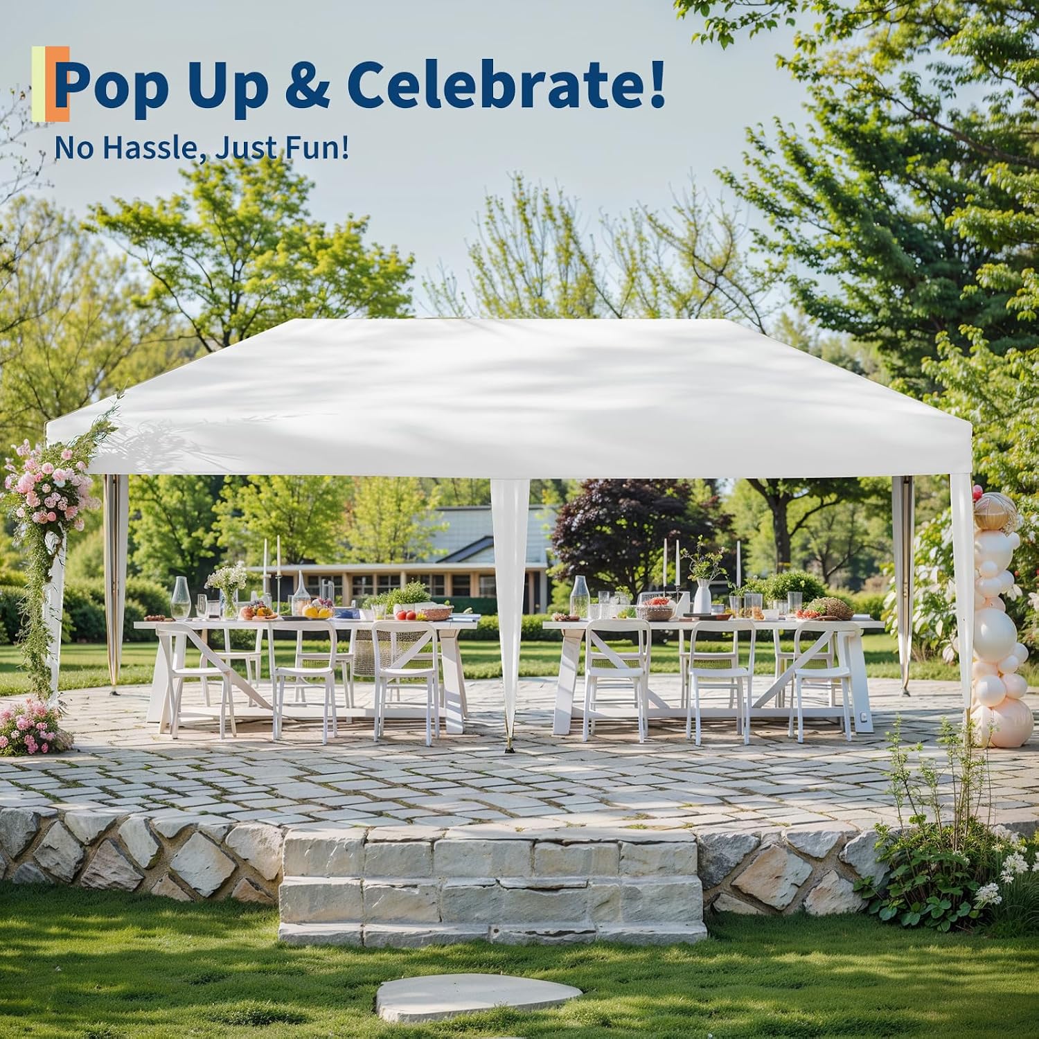 Garvee 20x10 Pop Up Canopy Tent, Heavy Duty Commercial Instant Shelter with One-Person Setup, UPF 50+ Waterproof, 100 Sq Ft Shade for Outdoor Events, Camping, Farmers Market