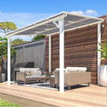 AECOJOY 10' x 8' Pergolas and Gazebos on Clearance in White, Large Wall Mounted Pergola, Outdoor Patio Lean to Gazebo Metal Awnings for Decks,Patio, Porch, Backyard and More