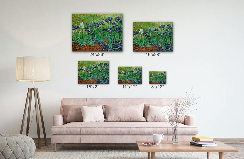 SpiritualHands Wheat Field with Cypresses Vincent Van Gogh Canvas Wall Art, The Starry Night Van Gogh Posters Self Portrait, Large Framed Wall Art Paintings for Wall Decorations for Bedroom (Vincent van Gogh Irises, 40' x 60' - Ready to Hang)