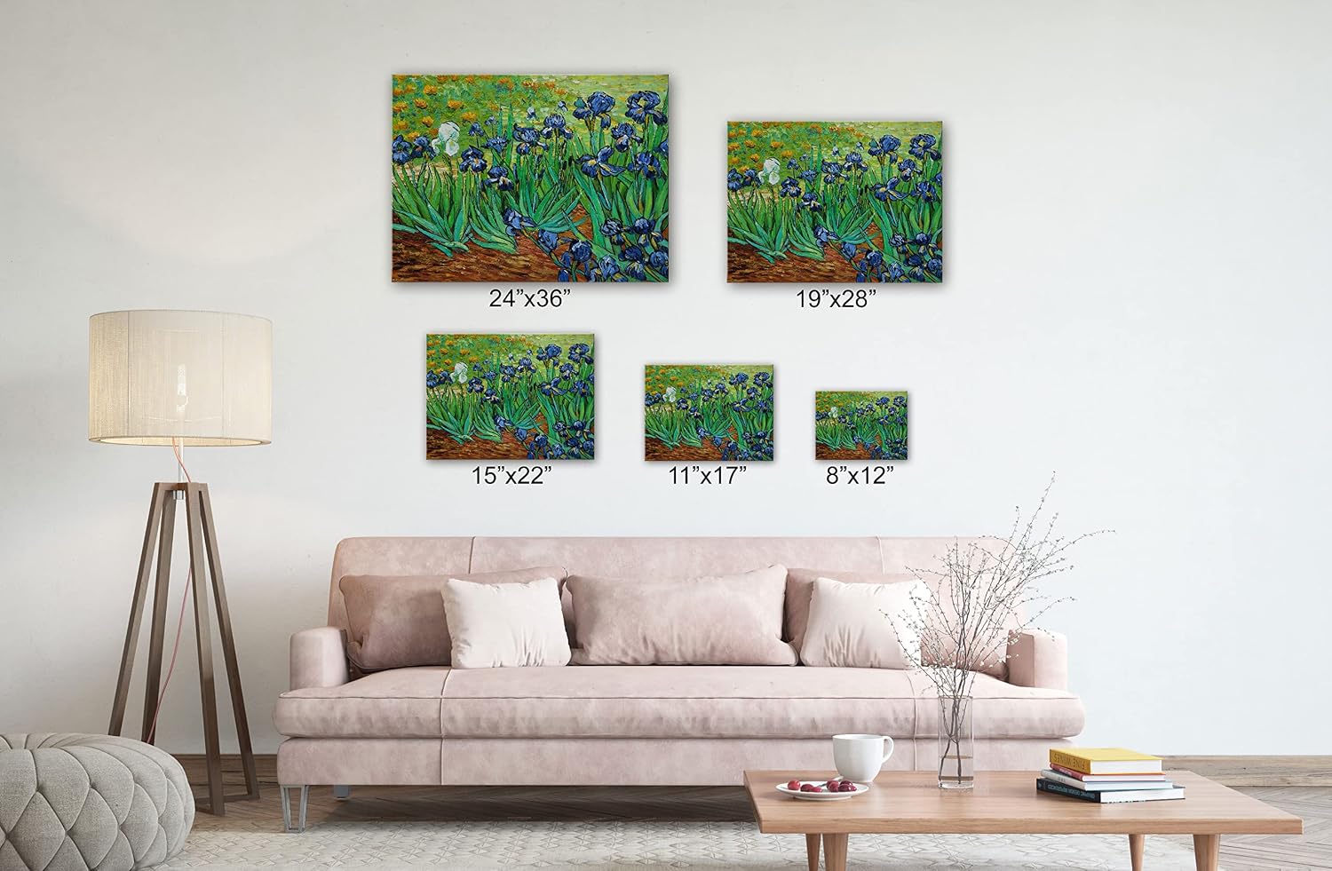 SpiritualHands Wheat Field with Cypresses Vincent Van Gogh Canvas Wall Art, The Starry Night Van Gogh Posters Self Portrait, Large Framed Wall Art Paintings for Wall Decorations for Bedroom (Vincent van Gogh Irises, 40' x 60' - Ready to Hang)