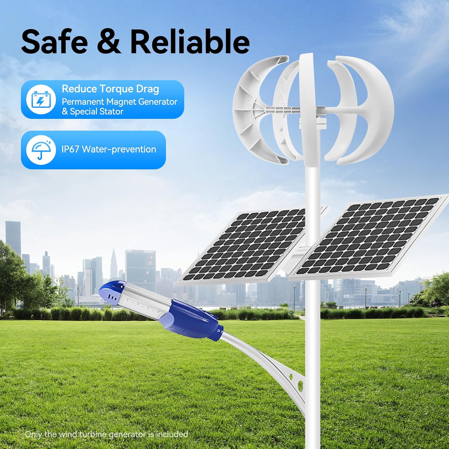600W Wind Turbine Generators Kit, 24V 5 Blades Vertical Axis Wind Power with Controller, 5 Blades Lantern Motor Vertical Axis Windmill for Home, Camping, -40～80℃ Working Temperature