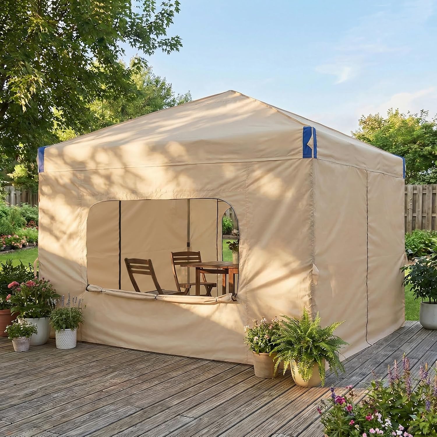 Aoodor 10x10 FT Pop-Up Canopy Tent with Roller Bag and Curtain - Portable Instant Shade, Sturdy Iron Frame, Water-Resistant 210D Oxford Fabric, UV Protection, Ideal for Camping and Outdoor Events