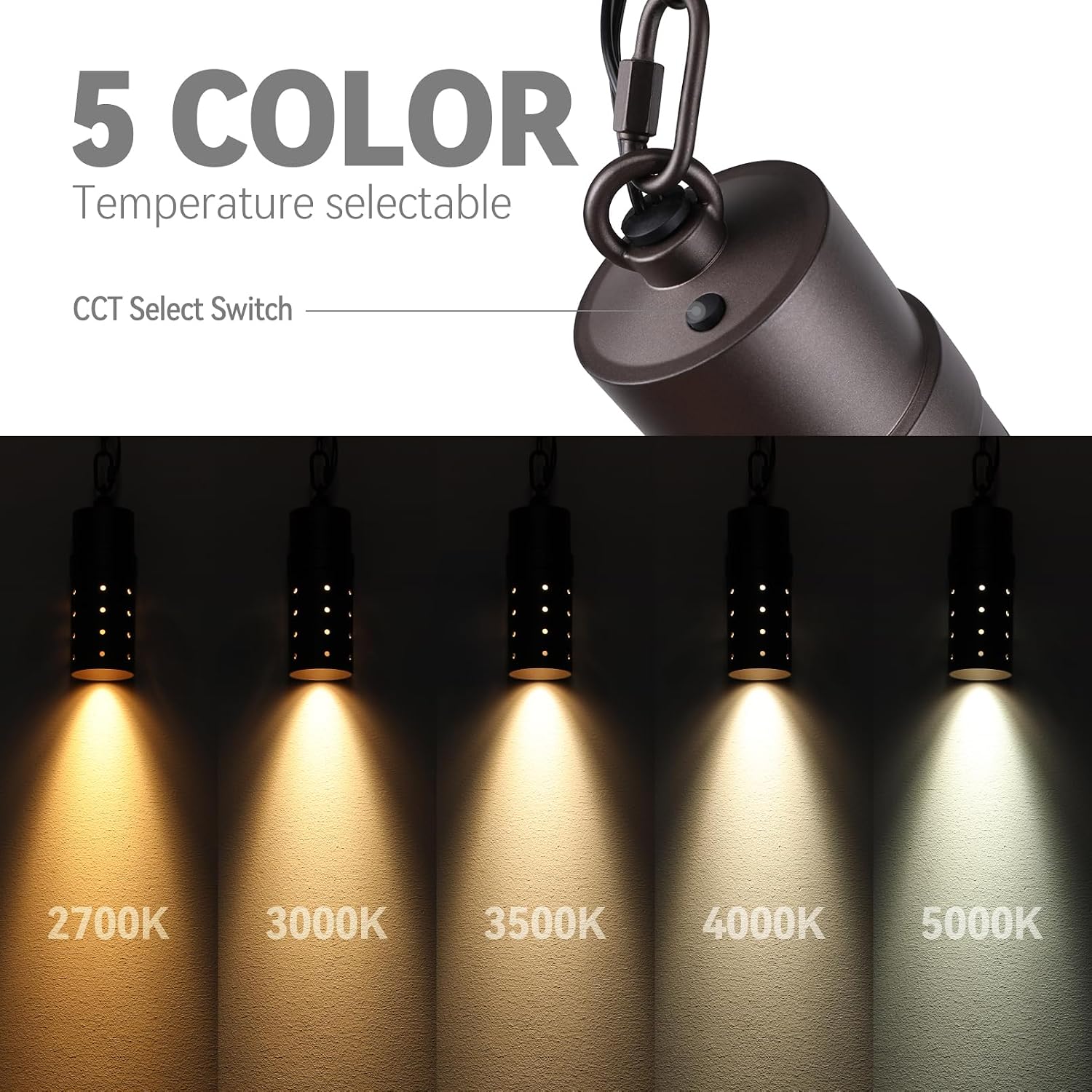 LEONLITE 8-Pack 5CCT Low Voltage Hanging Lights Outdoor, LED Landscape Pendant Lights, ETL Listed, 12V Hanging Tree Light for Gazebo, Pergola, Garden, Aluminum, IP65, Oil Rubbed Bronze