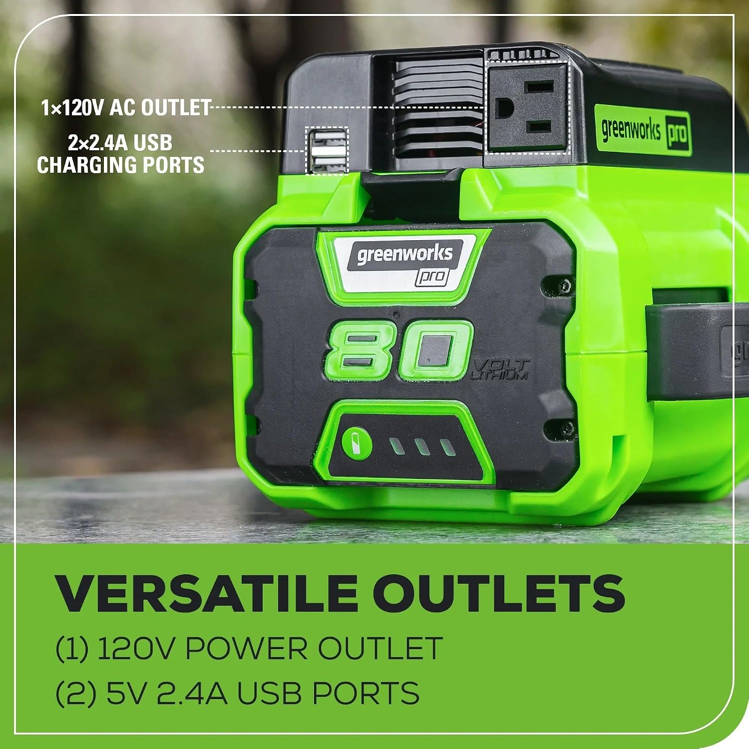 Greenworks Pro 80V (300 Watt) Power Inverter, 120V AC, for Charging Small Electronics, Smart Phones, Tablets, Small Televisions, Tool-Only, IV80A00