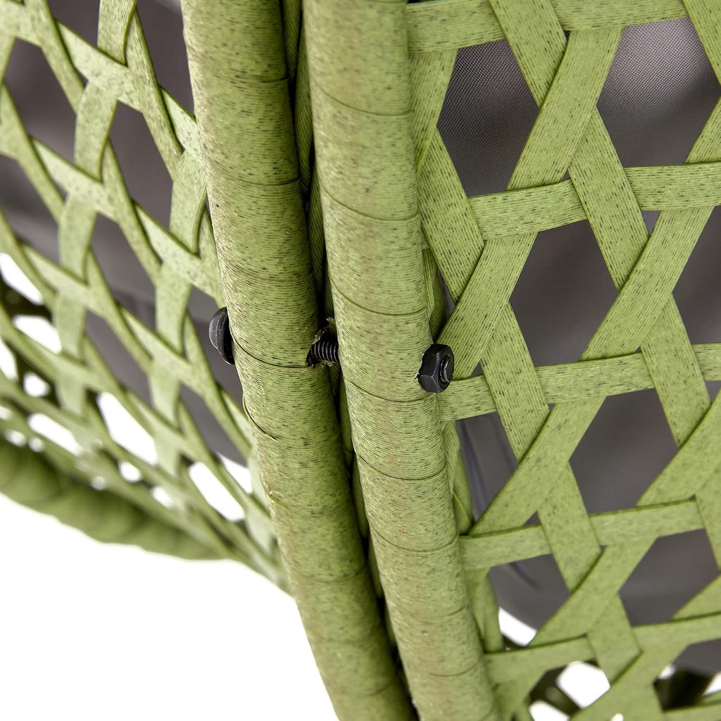 Hanging Egg Chair with Stand & Cushions, Outdoor and Indoor Hammock Rattan Swing Chair 350 lbs Capacity with Aluminum Steel Frame for Patio, Balcony, Backyard and Living Spaces (Green)