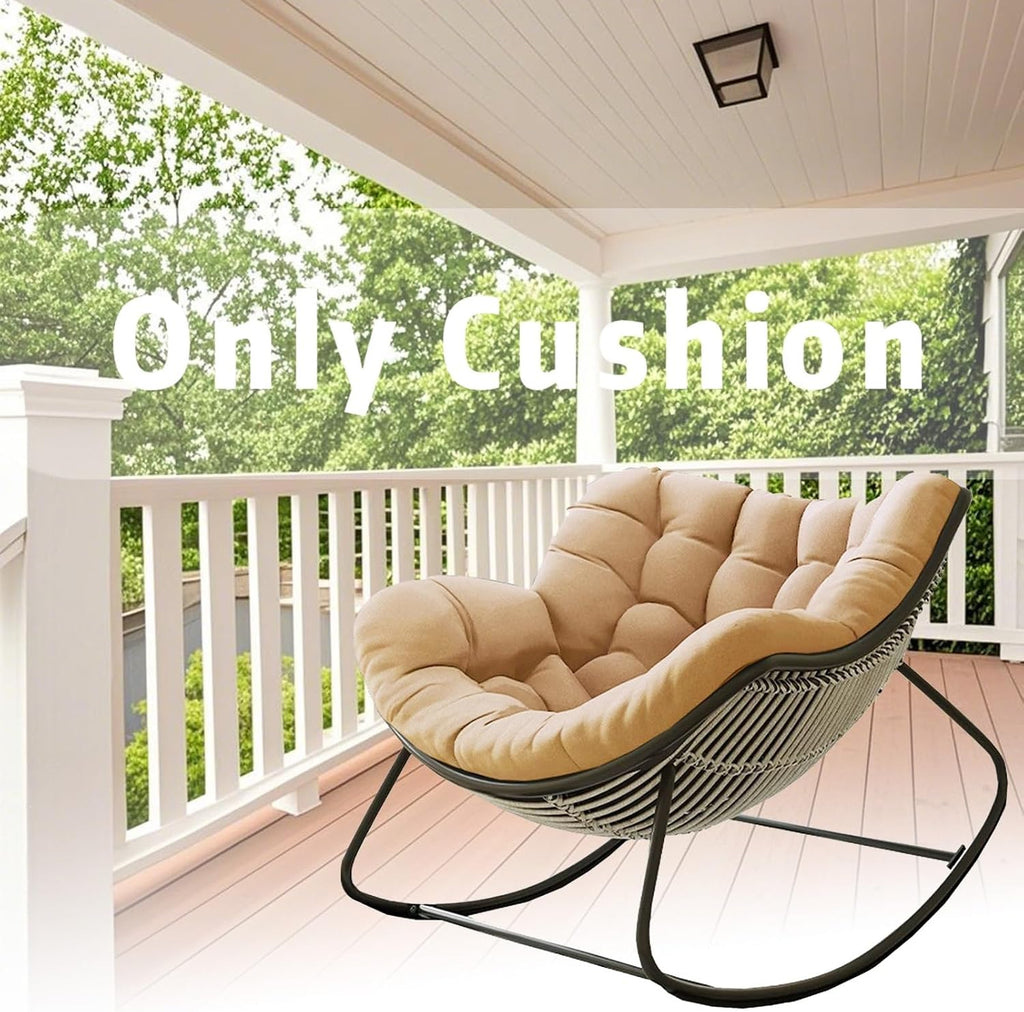 Royal Rocking Chair Cushion, Patio Egg Rocking Chair Cushion, Indoor Papasan Chair Cushion, Comfy Recliner Lounger Cushion for Balcony Backyard Bedroom(Only Cushion)