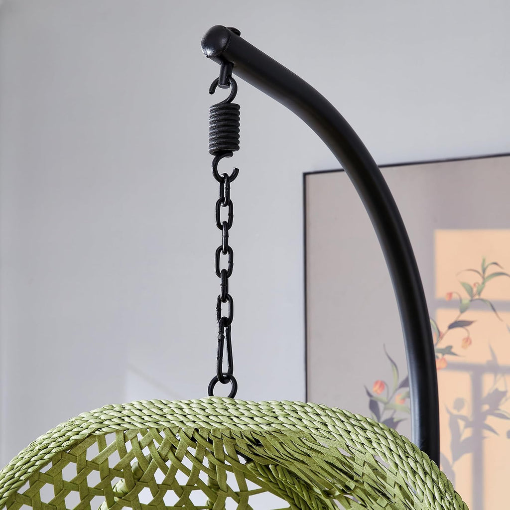 Egg Swing Chair with Stand Outdoor Indoor, Hanging Egg Chair with Cushions and Pillow,300lbs Capacity for Porch, Patio, Bedroom, Balcony, Green